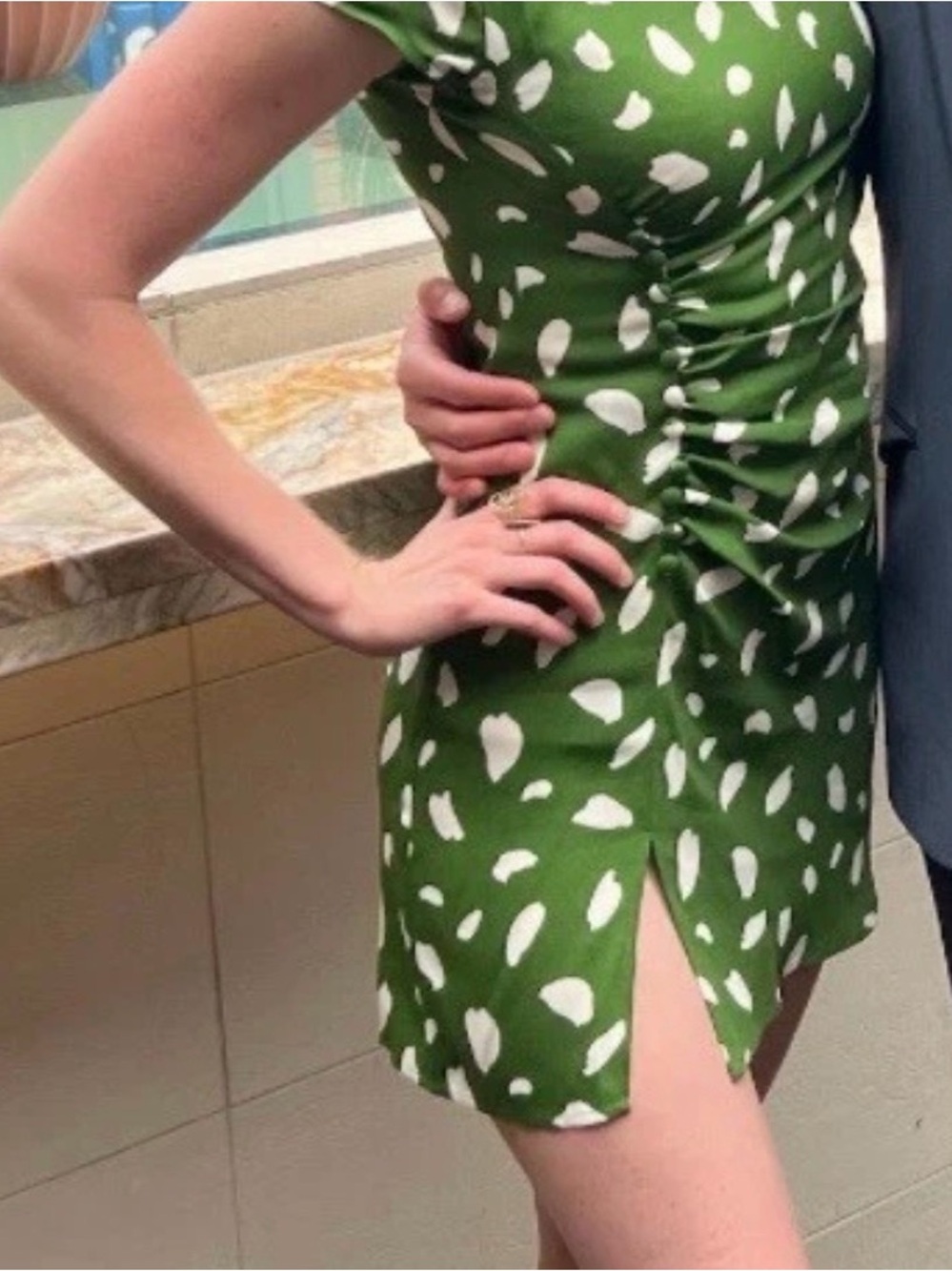 Reformation Green Artsy Print Cocktail Mini Dress Size 2 Small
